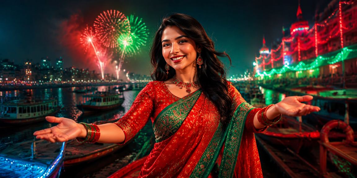 ঢাকায় পহেলা বৈশাখ উপলক্ষে মোবাইলে ek9998 ব্যবহারের দৃশ্য